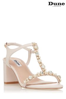 Dune London Neutral Magenta Bejewelled T-Bar Sandals (587786) | €64