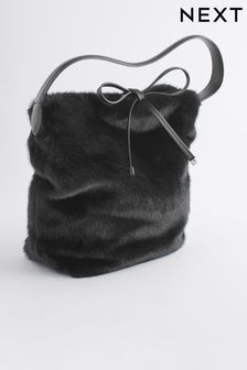 Black Faux Fur Hobo Bag (587830) | AED68