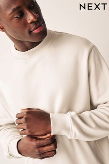 Ecru White - Regular Fit - Jersey Cotton Rich Crew Sweatshirt (588185) | kr420