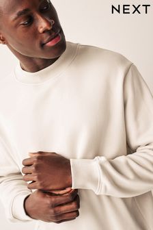 Ecru White Regular Fit Jersey Cotton Rich Crew Sweatshirt (588185) | $56