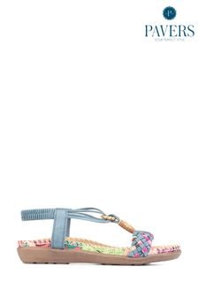 Pavers Blue Flat Strappy Sandals (588256) | $71