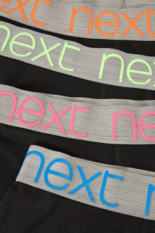 Black Neon Rubber Waistband Hipster Boxers 4 Pack (588596) | $36