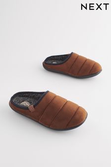Tan Brown Padded Mule Slippers (588628) | SGD 35