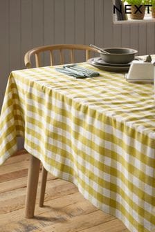 Ochre Yellow Gingham Cotton Tablecloth (588896) | kr335