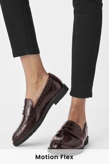 Motion Flex Leather Studded Loafers