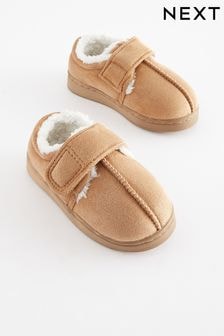 Tan Brown Warm Lined Touch Fastening Slippers (589105) | $19 - $24