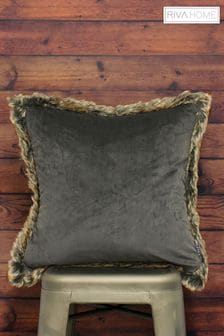 Riva Paoletti Smoke Grey Kiruna Faux Fur Trim Polyester Filled Cushion (589133) | 687 UAH
