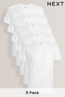 White Slim T-Shirts 5 Pack (589159) | 183 QAR