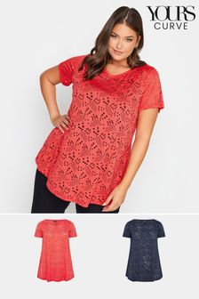 Rot - Yours Curve Broidery Swing T-Shirt 2er Packung​​​​​​​ (589322) | 20 €