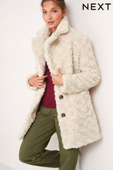 Ecru Cream Teddy Borg Coat (589805) | $109