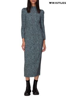 Whistles Blue Contrast Leopard Print Jersey Dress (58G705) | €65