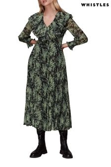 Whistles Green Snow Flurry Printed Midi Dress (58R420) | €124