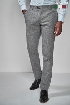 Grey Slim Wool Blend Donegal Suit: Trousers (590074) | 292 QAR