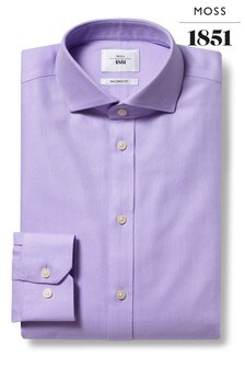 Moss Tailored Fit Lilac Single Cuff Arrow Weave Zero Iron Shirt (590099) | ₪ 233