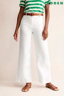 Boden White Westbourne Linen Trousers (590243) | $154