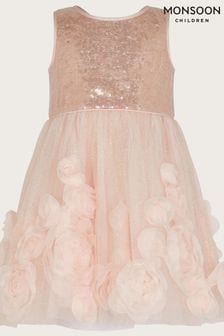 Monsoon Pink Baby Arabella 3D Roses Dress (590351) | €34 - €37