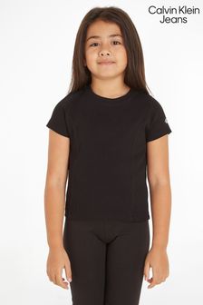 Calvin Klein Jeans Mädchen Geripptes T-Shirt, Schwarz (590497) | 30 €