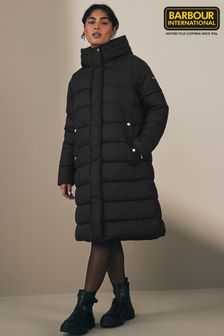 Barbour international brace chevron quilted jacket with hood top