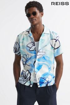Reiss Ardie Bedrucktes Hemd mit kubanischem Kragen und Knopfleiste (590646) | 150 €