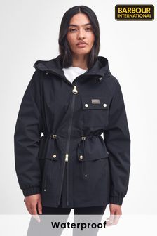 Barbour international brace chevron quilted jacket with hood discount