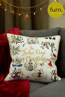 furn. Multicolour 12 Days Of Christmas Embroidered Polyester Filled Cushion (590739) | €35