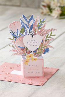Pink Floral Pop-Up Birthday Card