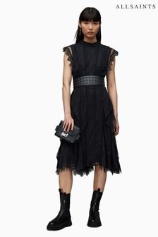 AllSaints Black Lace Freya Dress (591146) | $444