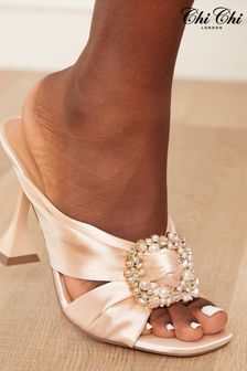 Chi Chi London Diamante Buckle Detail Heeled Mules