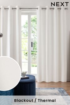 White Matte Velvet Blackout/Thermal Eyelet Curtains (591822) | 67 € - 181 €
