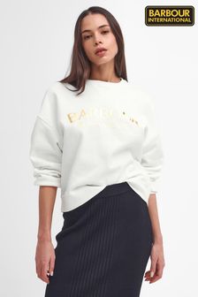 Kremowy - Barbour® International Laia Logo Crew Neck Black Sweatshirt (592002) | 440 zł