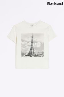 River Island White Girls Paris Landscape T-Shirt (592408) | 69 QAR