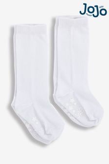 JoJo Maman Bébé White 2-Pack Long Socks (592419) | 42 QAR
