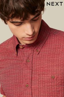 Red Textured Short Sleeve Shirt (592659) | 155 SAR