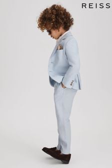 Reiss Soft Blue Kin Senior Slim Fit Linen Adjustable Trousers (592788) | $83