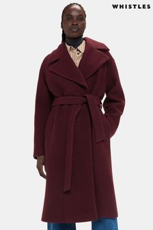 Whistles Red Lorna Wrap Wool Coat (593126) | €206