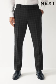 Black Regular Fit Check Smart Trousers (593387) | SGD 50