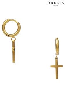Orelia & Joe 18k Gold Cross Charm Hoops (593614) | 131 LEI