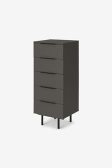 MADE.COM Graphite Grey Damien Walnut Effect Tall Chest of Drawers (594685) | €415