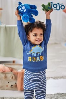 JoJo Maman Bébé Blue Boys' Dinosaur Jersey Pyjamas (594928) | AED116