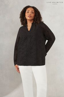 Live Unlimited Curve Black Cotton Broidery Shirt (595244) | 217 zł
