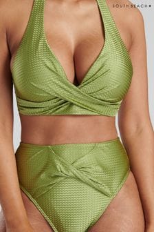 Vert - Haut bikini South Beach torsadé et slip taille haute (595414) | €41