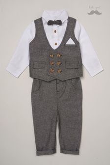 Gris - Little Gent Chemise et gilet fictifs Coffret-cadeau bébé en coton 3 pièces (595572) | €47