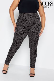 Yours Curve Grey Flocked Leopard Leggings (595683) | €38