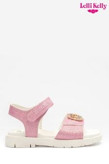 Lelly Kelly Pink Sparkle Peace Sandals (596150) | $77