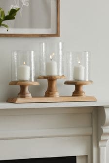 Natural Wood Pillar Extra Large Candle Holder (596174) | AED240