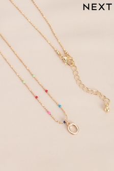 Gold Tone O Initial Beaded Necklace Letter O (596235) | KRW12,800