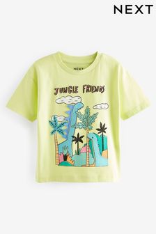 Amarillo con dinosaurio - Camiseta de manga corta con aplique de personaje (3 meses a 7 años) (596414) | 8 € - 11 €