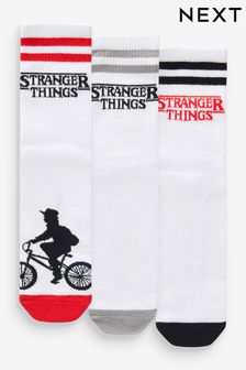 White/Red/Black Stranger Things Ribbed Ankle Socks 3 Pack (596437) | $21