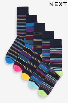Blue Stripe Pattern Socks 5 Pack (596867) | AED58