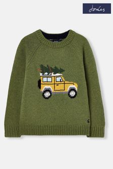 Joules The Cracking Knit Green Festive Knitted Jumper (597293) | €39 - €47